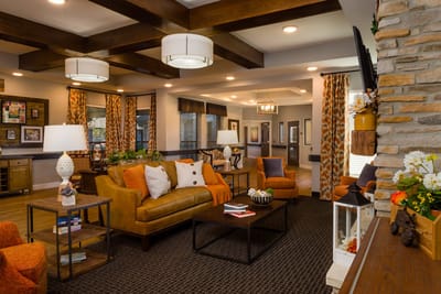 Bright and welcoming common area with stylish furniture