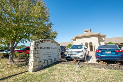 Exterior view of Harbor Lakes Nursing and Rehabilitation Center entrance