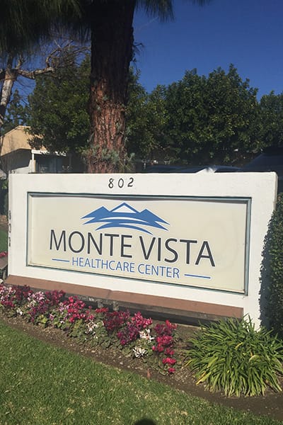 Monument sign of Monte Vista Healthcare Center
