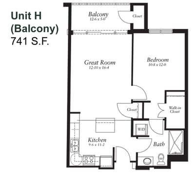 Architectural floor plan of a unit