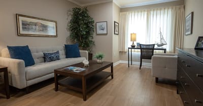 Cozy living area with seating and window light