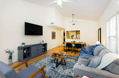 Bright common area with comfortable seating.