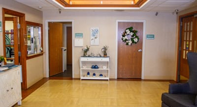 Welcoming lobby area with decor and seating.