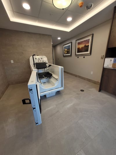 Therapy equipment in a wellness room