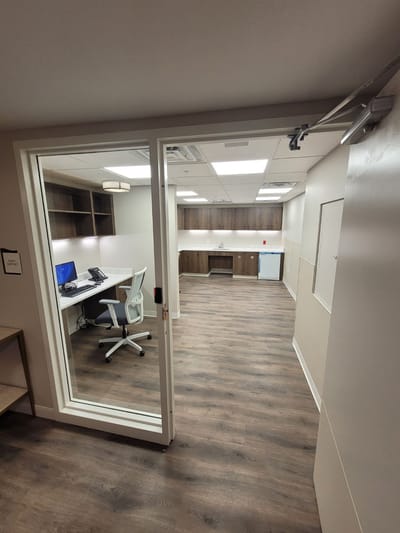 Clean office space with a desk and chair