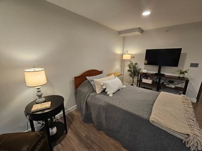 Cozy assisted living bedroom with modern decor