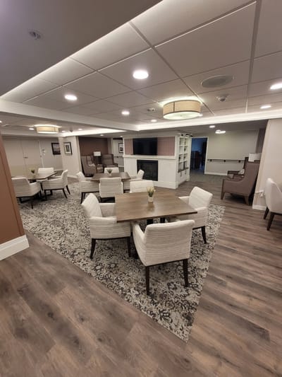 Common area with seating and decor.