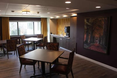 Common area with seating and kitchenette