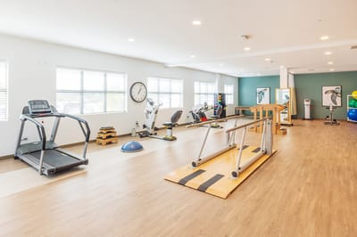 Interior view of a fitness area with equipment