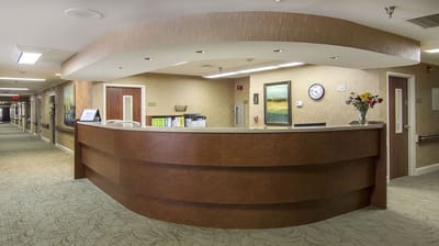Reception area of a nursing home facility