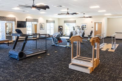 Interior view of a fitness room with equipment