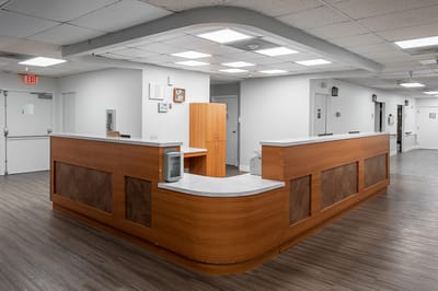Interior view of a reception area in a senior living facility