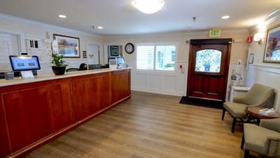 Reception area of the assisted living facility