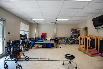 Rehabilitation equipment in a facility activity room