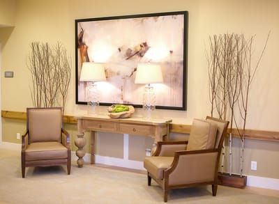 Interior common area with seating and artwork