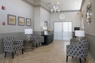 Cozy seating area in a modern facility lobby