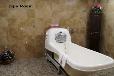 Well-equipped spa room with a spa tub
