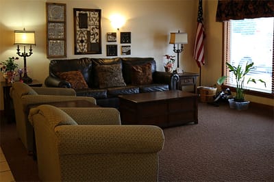 Cozy common area with seating and decor