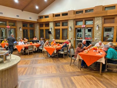 Residents enjoying a community dining event