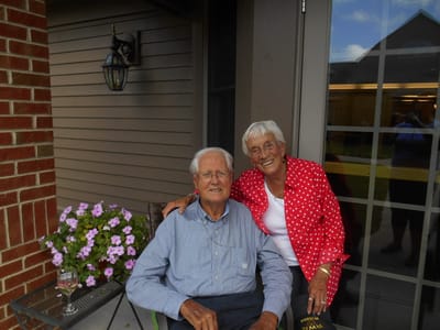 Two residents enjoying time outdoors together