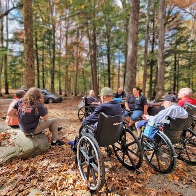 Residents enjoying an outdoor group activity