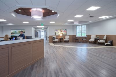 Common area with comfortable seating and artwork