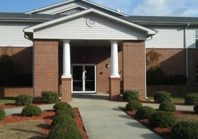Front view of the assisted living facility entrance.