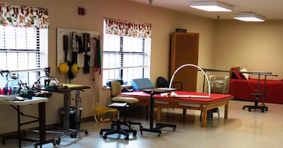 Therapy room with equipment and seating