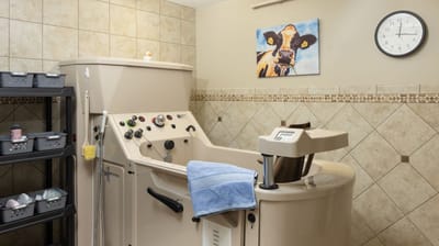 Therapy room with a tank and equipment for treatment