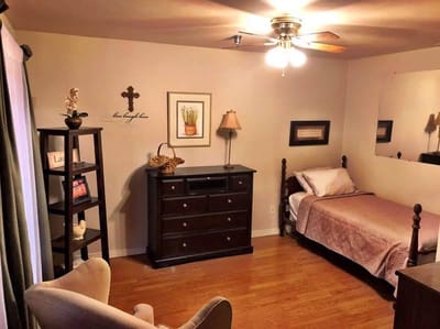 Cozy interior of a private resident room