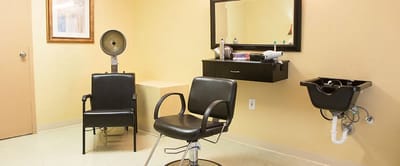 Interior view of a hair salon in a senior living facility