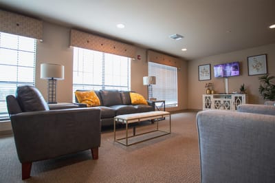 Bright common area with comfortable seating