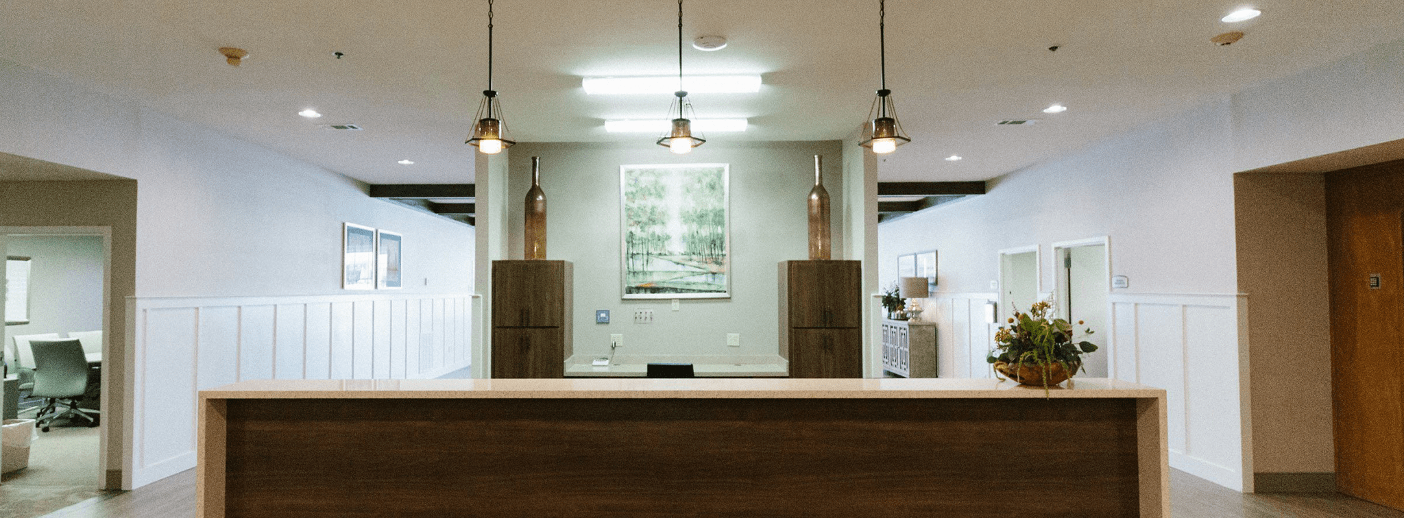 Bright reception area with modern decor