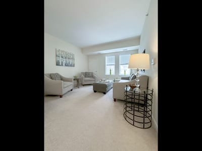 Cozy interior room with seating and natural light