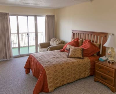 Cozy assisted living bedroom with a view