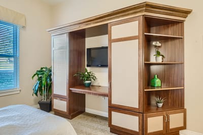 Well-furnished interior room with a TV and plants