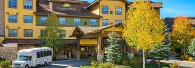 Exterior view of assisted living facility with landscaping