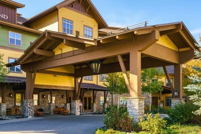 Covered entrance of a senior living facility