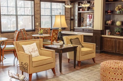 Bright interior lounge with comfortable seating