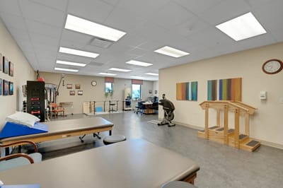 Interior view of an activity room with equipment