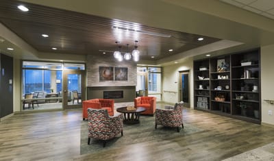 Comfortable common area with seating and decor