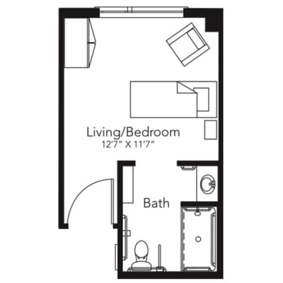 Architectural floor plan of a living space