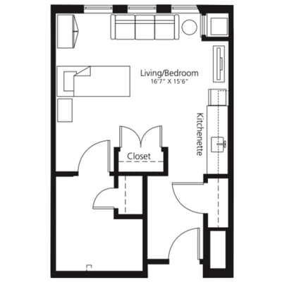 Architectural floor plan of a living space