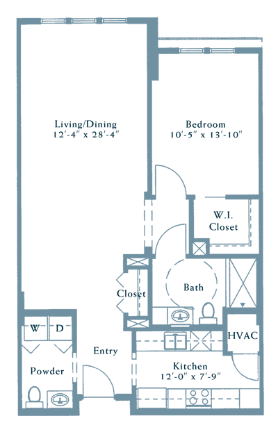 Architectural floor plan of a facility unit layout