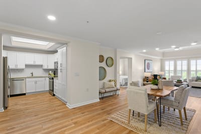 Bright and spacious living area in a senior facility