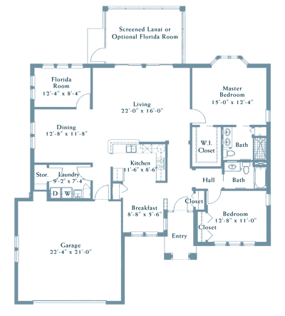 Architectural floor plan of a residential layout
