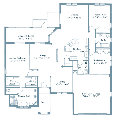 Architectural floor plan of a residential layout