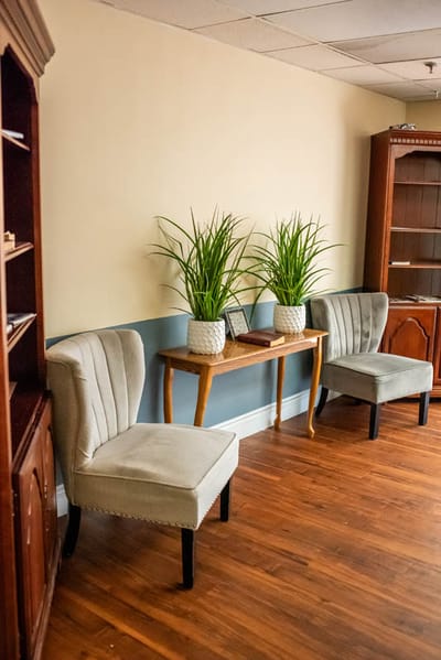 Cozy interior seating area with plants