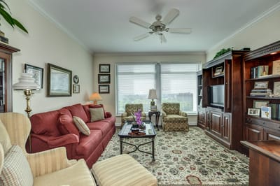 Cozy living room with comfortable seating and decor