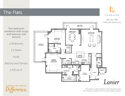 Architectural floor plan of a two-bedroom residence